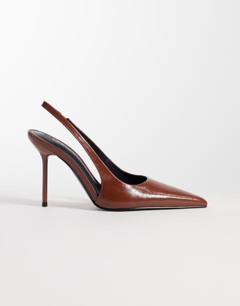 ASOS DESIGN Pronto stiletto slingback high heeled shoes in toffee - view 1