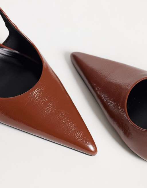 ASOS DESIGN Pronto stiletto slingback high heeled shoes in toffee, 3 of 5