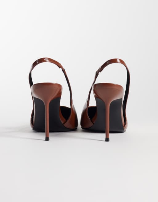 ASOS DESIGN Pronto stiletto slingback high heeled shoes in toffee, 4 of 5