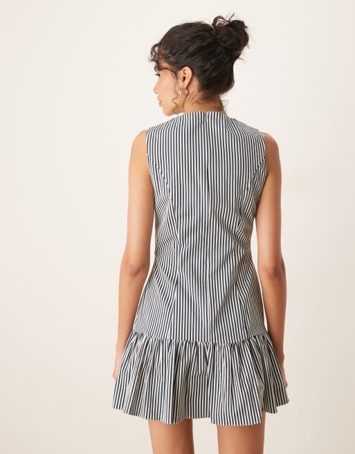 ASOS DESIGN – Prosta sukienka mini w paski, z obniżoną talią, 2 z 4