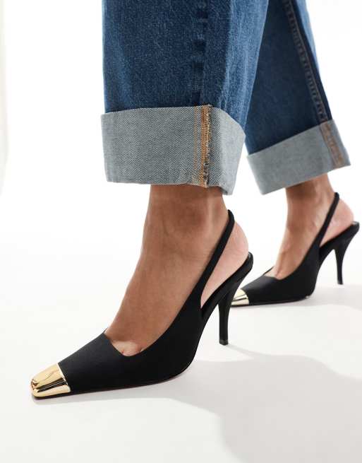 ASOS DESIGN Proud Chaussures a talons avec bride arriere et bout carre Noir