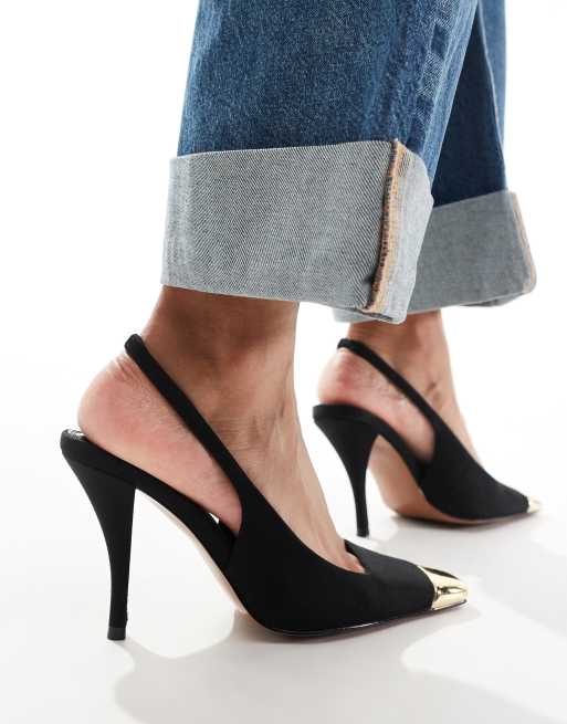 ASOS DESIGN Proud toe cap slingback heels in black, 4 of 4