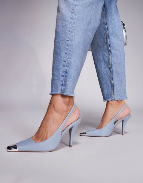 ASOS DESIGN Proud toe cap slingback heels in pale blue - view 1
