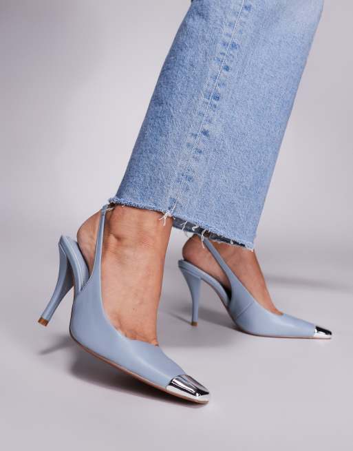 ASOS DESIGN Proud toe cap slingback heels in pale blue