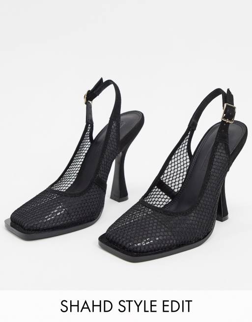 Mesh hot sale slingback pumps