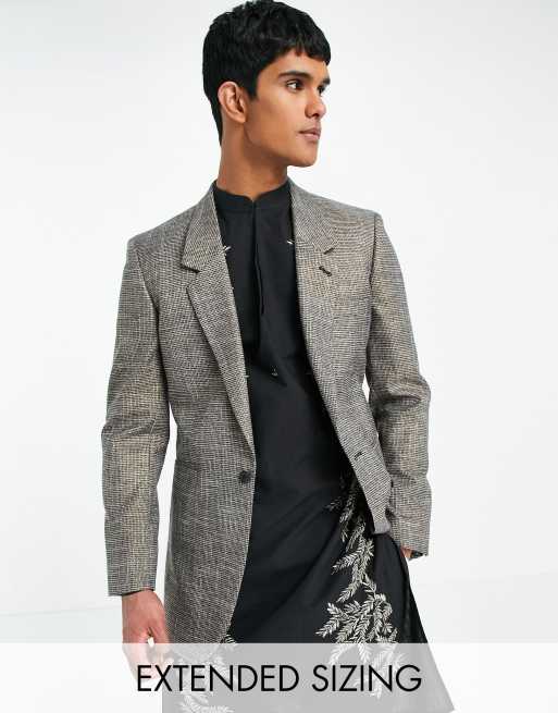 ASOS DESIGN – Przylegająca marynarka o wydłużonym fasonie, ze złotym połyskiem