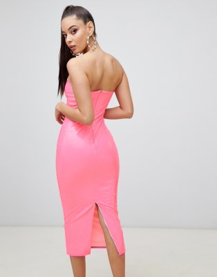 midi bandeau bodycon dress