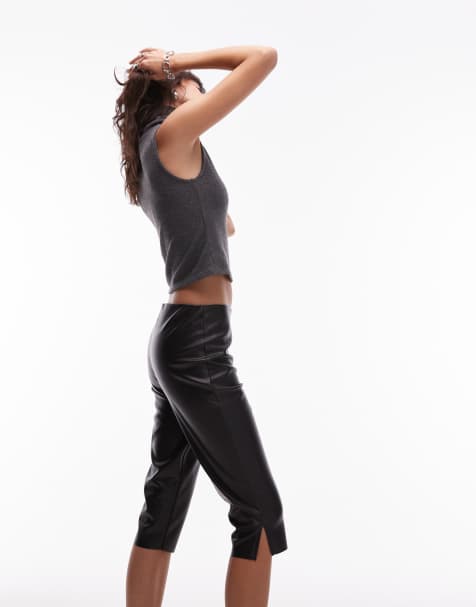 ASOS DESIGN pu capri in black - view 1