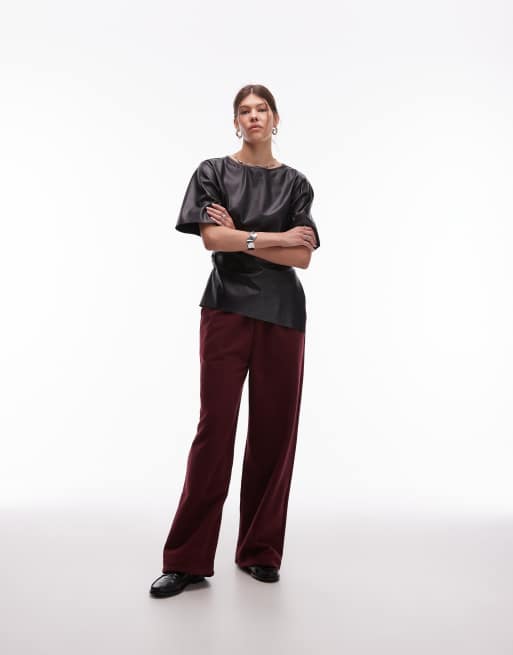 ASOS DESIGN pu cinched side tee in black, 2 of 4