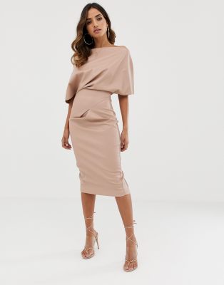 ASOS DESIGN PU drape shoulder midi 