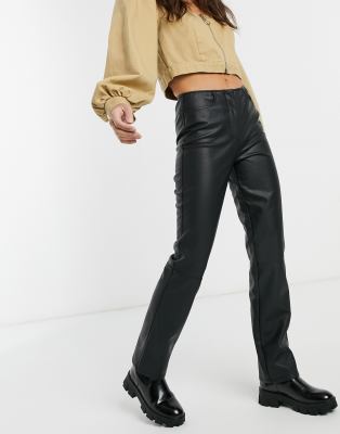 black pu flared trousers