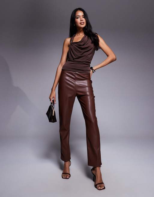ASOS DESIGN pu legging in brown