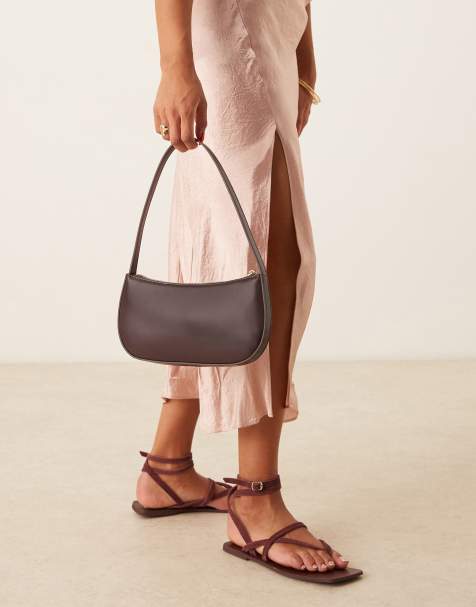 ASOS DESIGN PU shoulder bag in burgundy - view 1