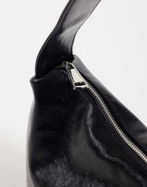ASOS DESIGN PU sling crossbody bag in black, 3 of 4