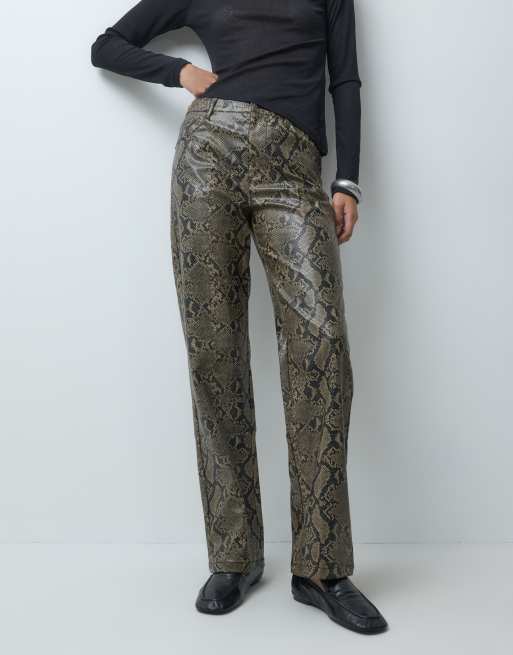 ASOS DESIGN PU straight leg pant in snake print, 2 of 5