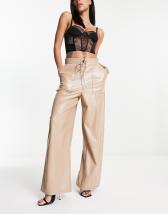 Callie Cotton Twill Wide Leg Trouser - Khaki