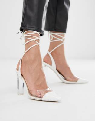 tie up clear heels