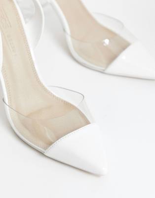 white pointed high heels