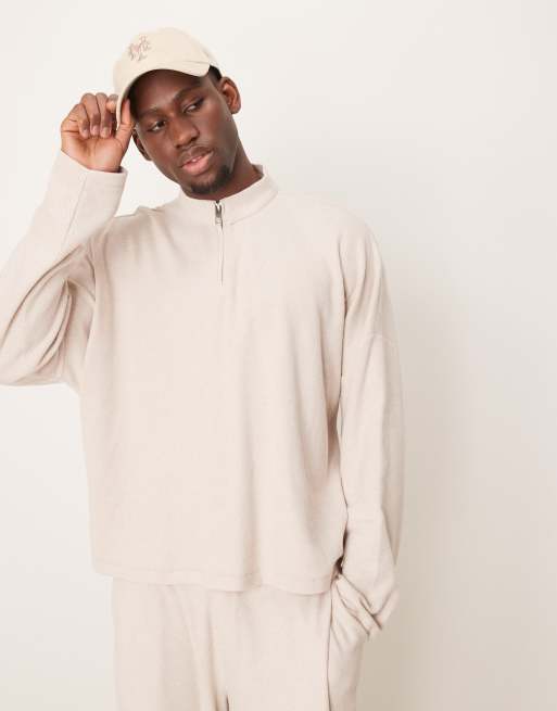 ASOS DESIGN – Pudełkowa bluza super oversize z wysokim kołnierzem w kolorze ecru, część zestawu