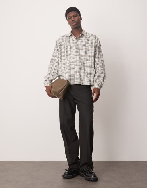 ASOS DESIGN – Pudełkowa flanelowa koszula oversize w beżową kratę, 2 z 4