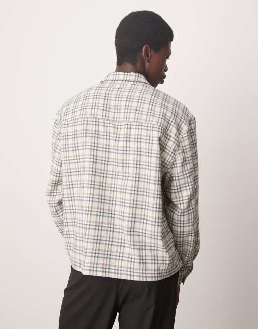 ASOS DESIGN – Pudełkowa flanelowa koszula oversize w beżową kratę, 4 z 4