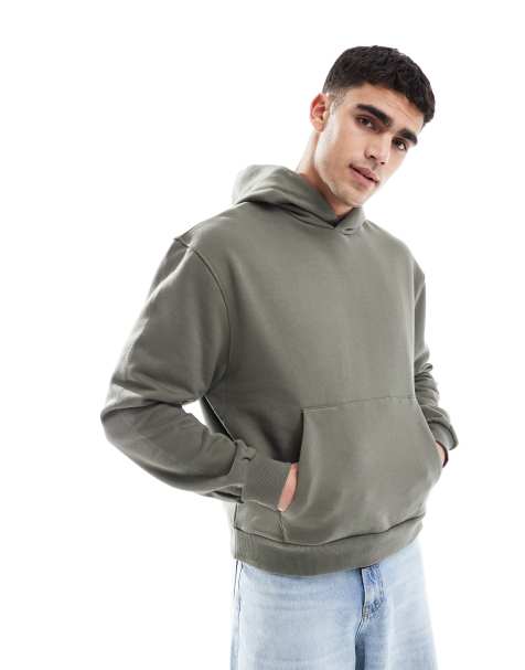 ASOS DESIGN – Pudełkowa gruba bluza z kapturem premium oversize w kolorze khaki - view 1