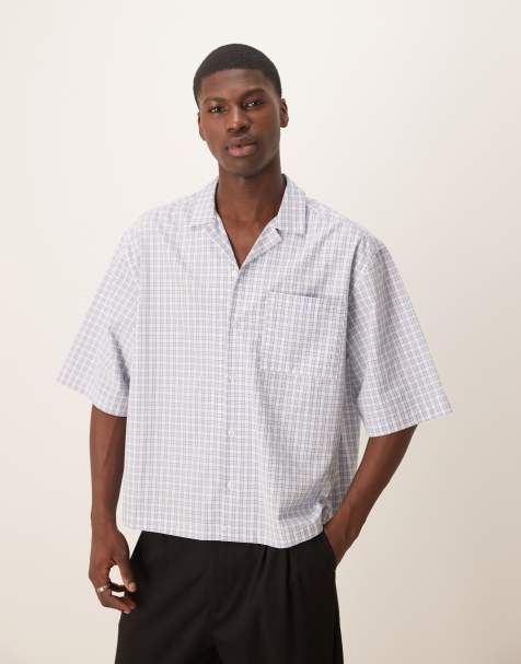 ASOS DESIGN oversized boxy shirt in blue check