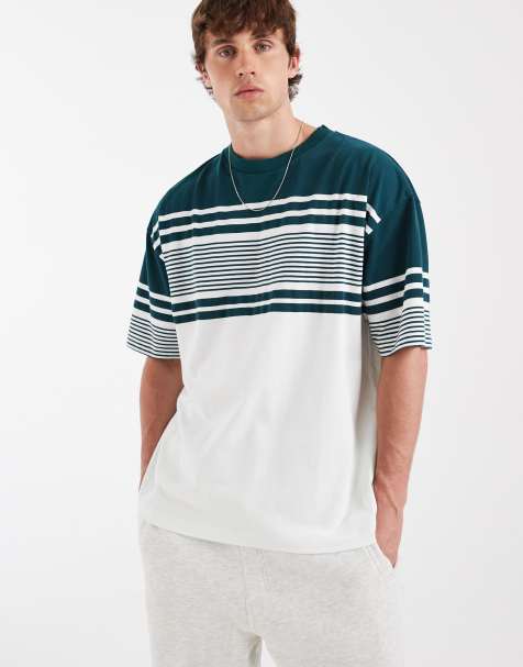 ASOS DESIGN – Pudełkowy T-shirt oversize w granatowe pasy - view 1