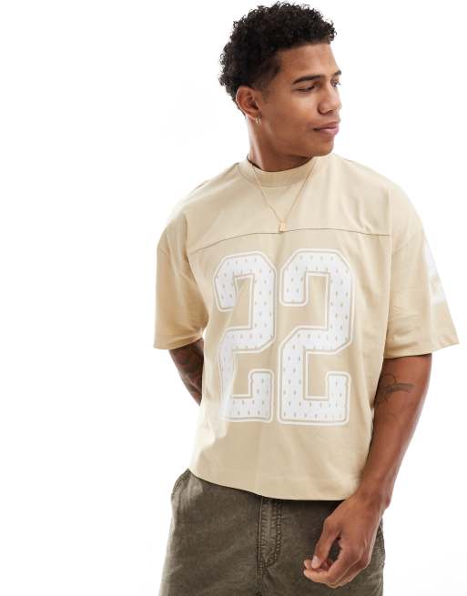ASOS DESIGN – Pudełkowy T-shirt oversize z nadrukiem numeru z przodu