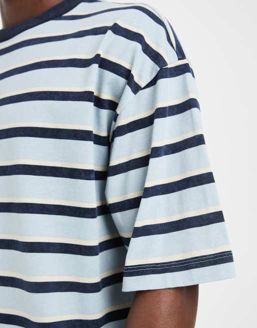 ASOS DESIGN – Pudełkowy T-shirt oversize ze wzorem w niebieskie pasy, 3 z 5