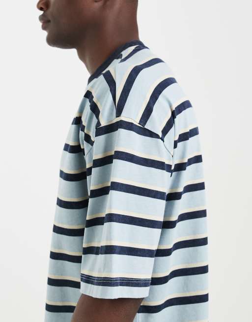 ASOS DESIGN – Pudełkowy T-shirt oversize ze wzorem w niebieskie pasy, 4 z 5