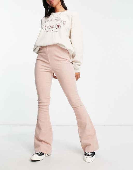 ASOS DESIGN – Puderrosa manchesterbyxor med utsvängd design, 4 av 4