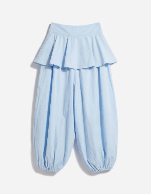 ASOS DESIGN – Pudrowoniebieskie balonowe spodnie z warstwową spódnicą, 7 z 7