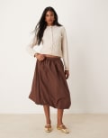 [ASOS DESIGN] ASOS DESIGN puff ball midi skirt in brown XS Brown