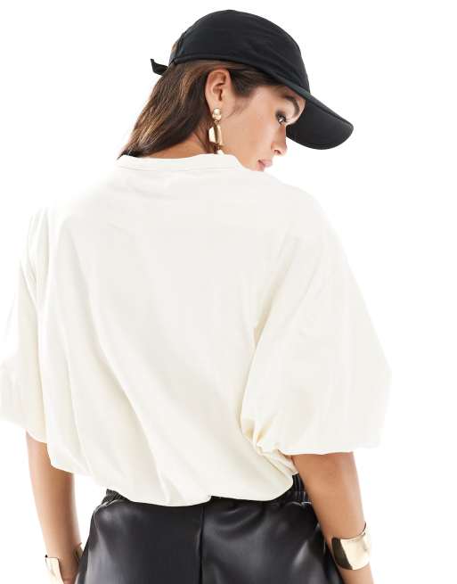 ASOS DESIGN puff ball t-shirt in coconut milk, 4 of 4