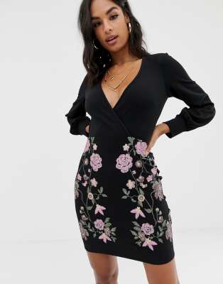 ASOS DESIGN - Puff - Mini-Bleistiftkleid mit Print-Mehrfarbig