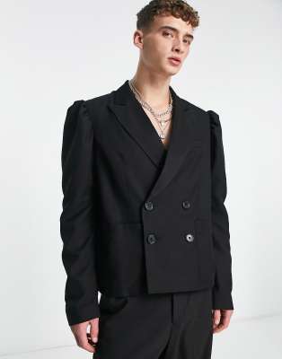 ASOS DESIGN puff sleeve blazer in black - ASOS Price Checker
