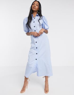 white maxi shirt dress with sleeves