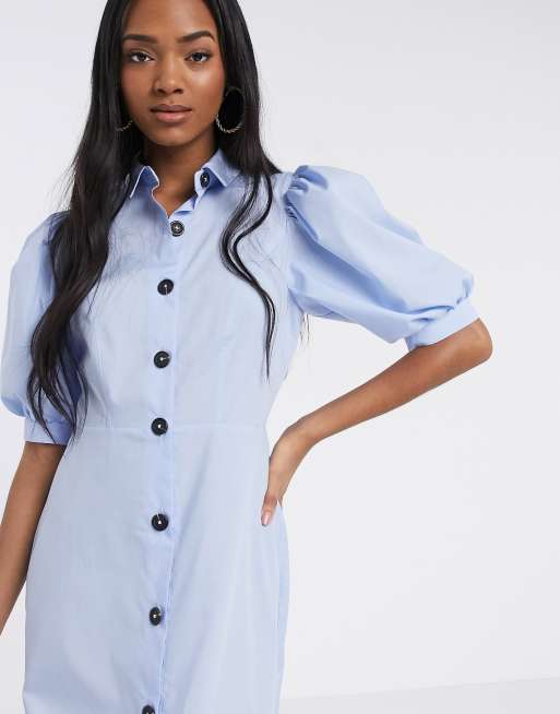 Shirt Dress w Puff Sleeves - THE FORM