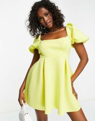 asos yellow skater dress