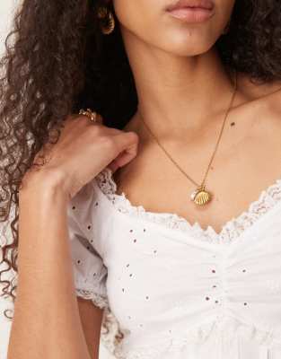 Asos Design Puff Sleeve Eyelet Milkmaid Top With Lace Trim In White