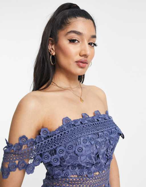 ASOS DESIGN Curve lace midi dress in cobalt blue