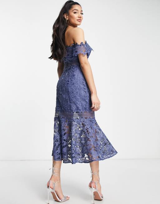 Asos navy lace store dress