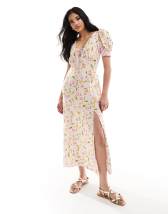 ASOS DESIGN cotton poplin tiered maxi dress in ditsy floral print