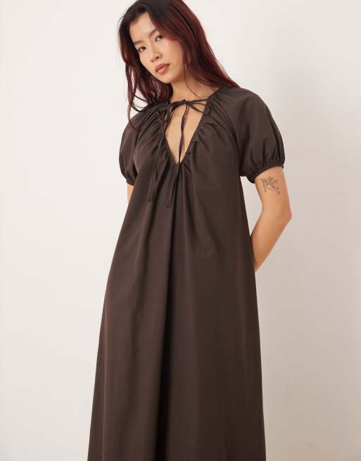 Puff Sleeves Smock Maxi Dress With Sleeves Lemon Extreme Puff Sleeve  Shirred Maxi Smock Dress Boohoo