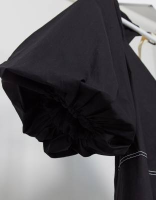 black midi skater dress with sleeves