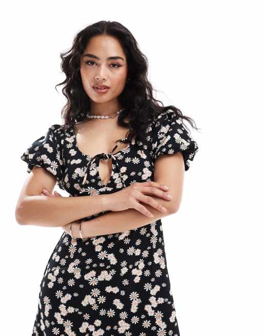 ASOS DESIGN puff sleeve midi tea dress in floral print | ASOS