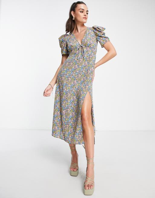 FLORAL PRINT MIDI DRESS - Multicoloured