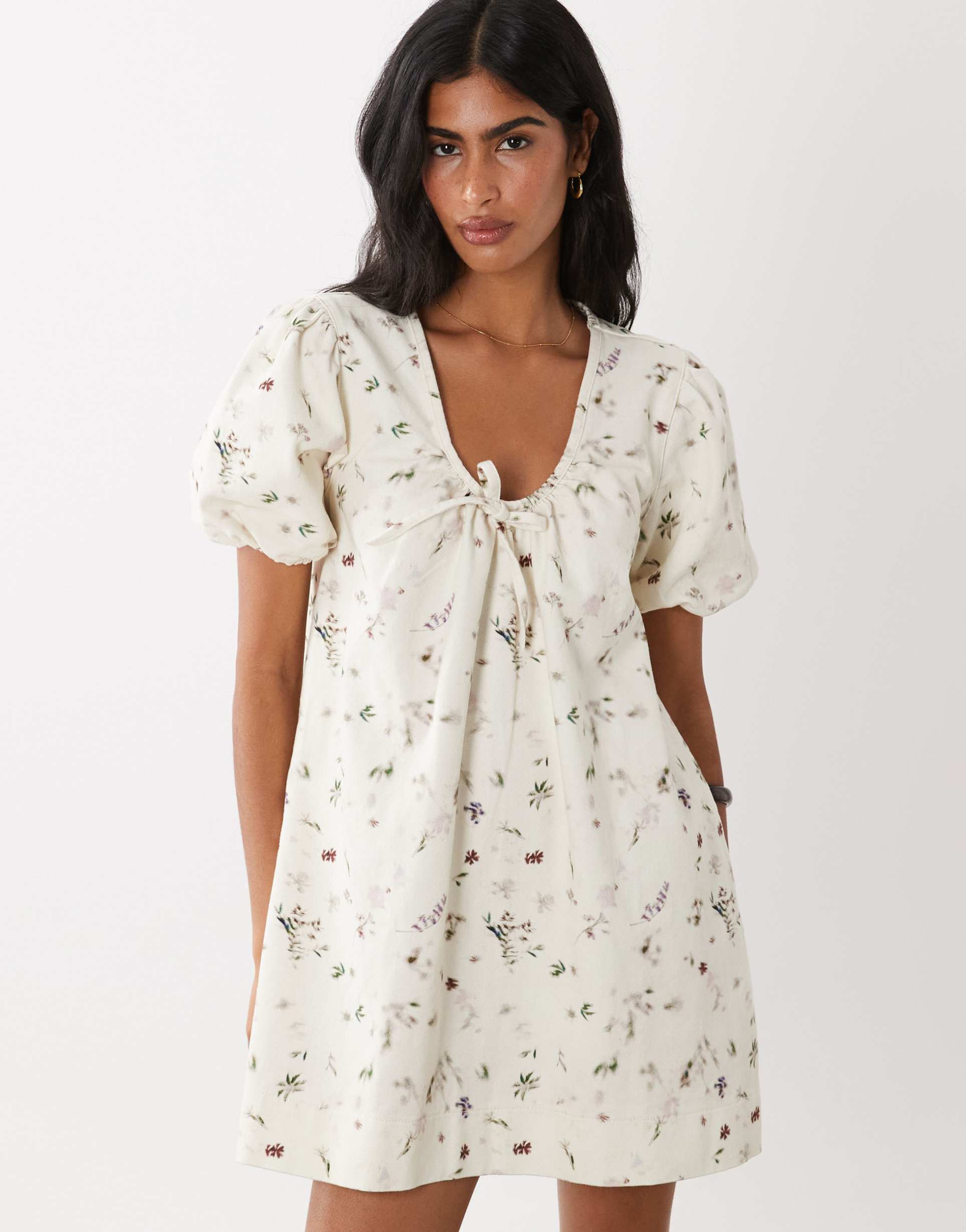 asos design puff sleeve mini dress