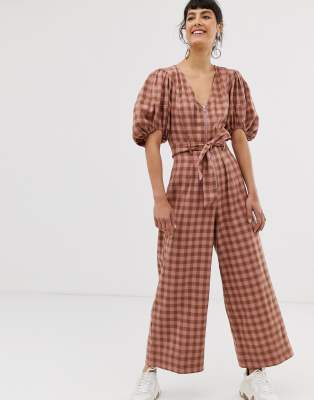 asos check jumpsuit